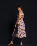 Sleeveless Maxi Top - Peach/Brown Print - Sarai Afrique