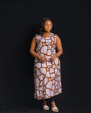 Sleeveless Maxi Top - Peach/Brown Print - Sarai Afrique