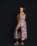 Sleeveless Maxi Top - Peach/Brown Print - Sarai Afrique
