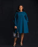 Teal Bishop Sleeve Dress - Sarai Afrique