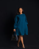 Teal Bishop Sleeve Dress - Sarai Afrique