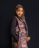Hooded Kimono - Peach/Red Ankara - Sarai Afrique