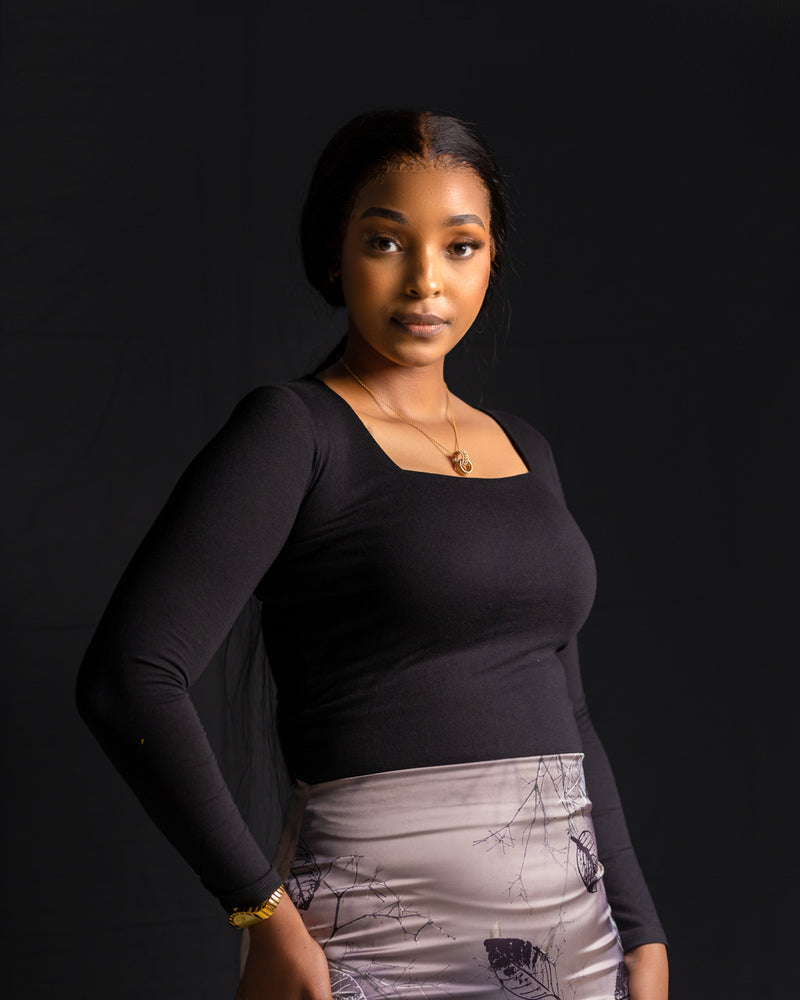 Long Sleeve Tank Top - Black - Sarai Afrique