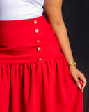 Maxi Gathered Skirt - Red - Sarai Afrique