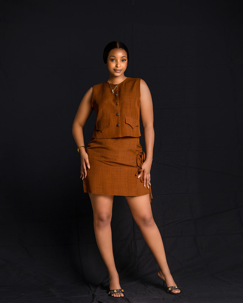 Linen Skort - Brown - Sarai Afrique