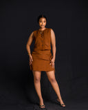 Linen Skort - Brown - Sarai Afrique