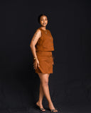 Linen Skort - Brown - Sarai Afrique