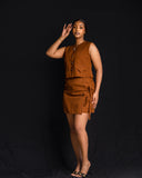 Linen Skort - Brown - Sarai Afrique