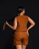 Linen Skort - Brown - Sarai Afrique
