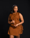 Linen Skort - Brown - Sarai Afrique