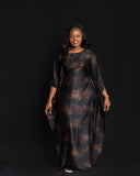 Open Sleeve Kaftan - Black Floral Print - Sarai Afrique