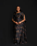 Open Sleeve Kaftan - Black Floral Print - Sarai Afrique