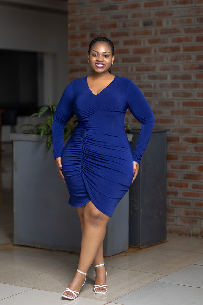 Midnight Blue Ruched Dress – Sarai Afrique