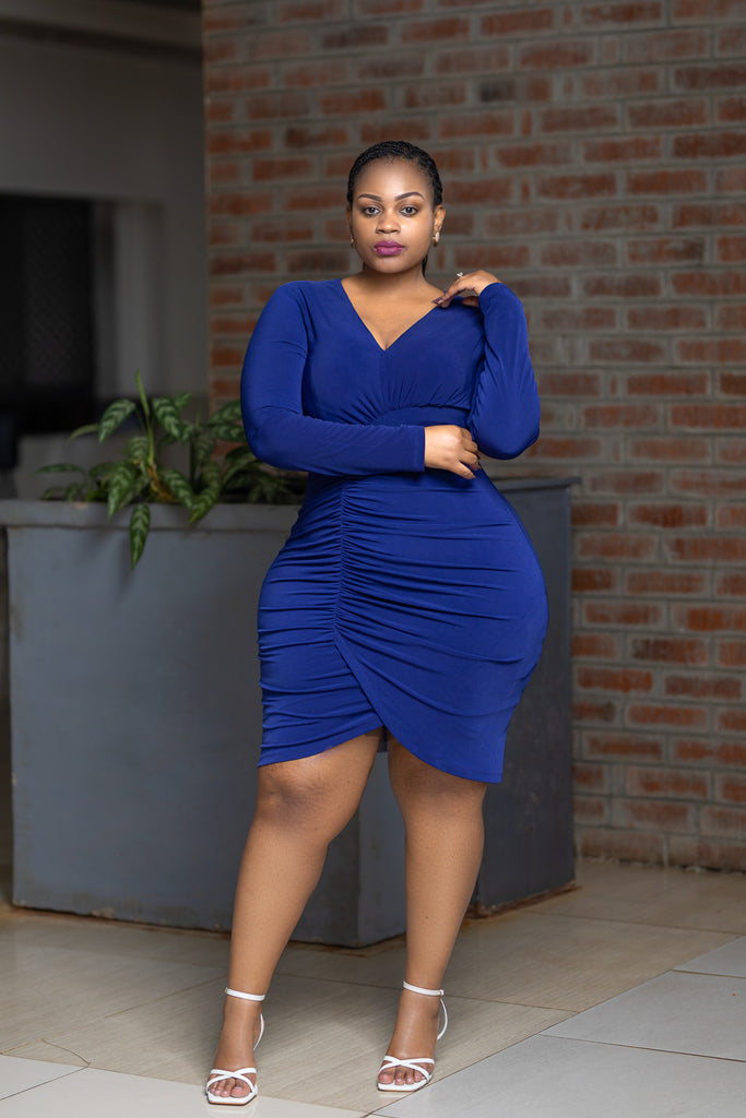 Midnight Blue Ruched Dress Sarai Afrique Midnight Blue Ruched Dress Sarai Afrique