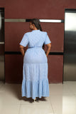 Blue White Stripped Midi Dress