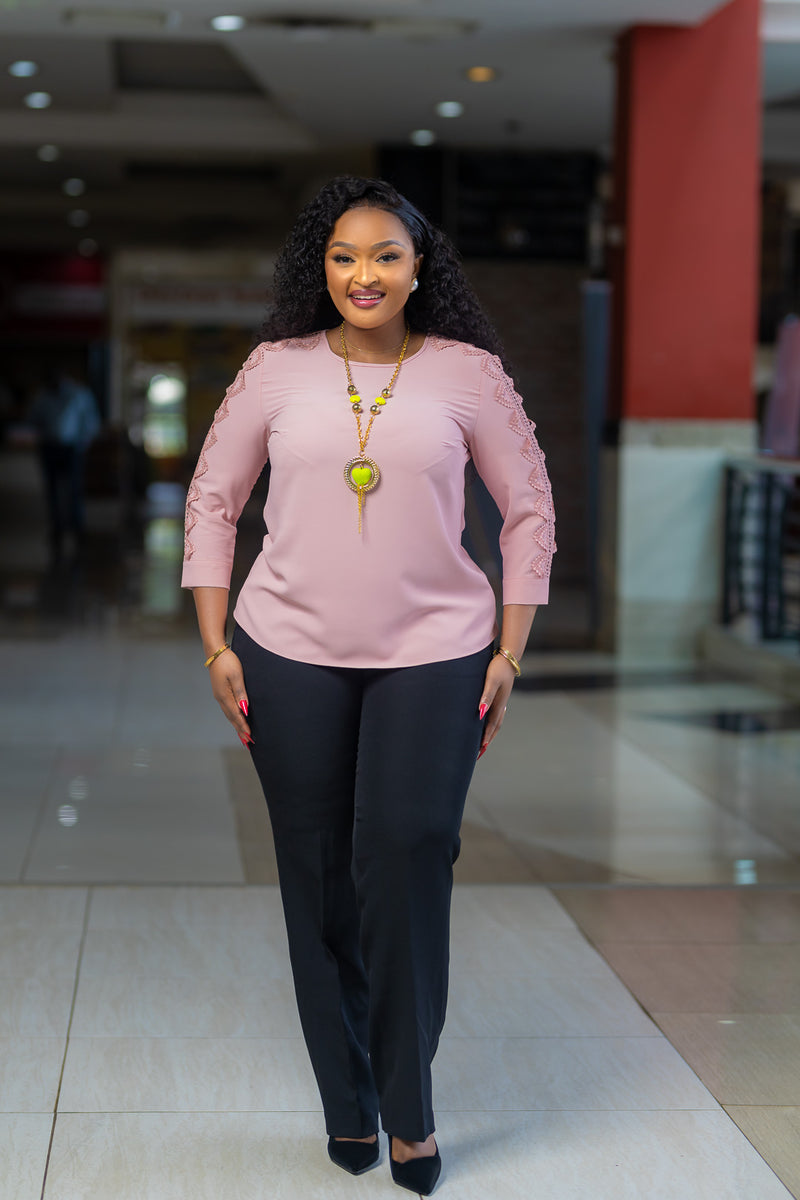 Peach Laced Arms Top