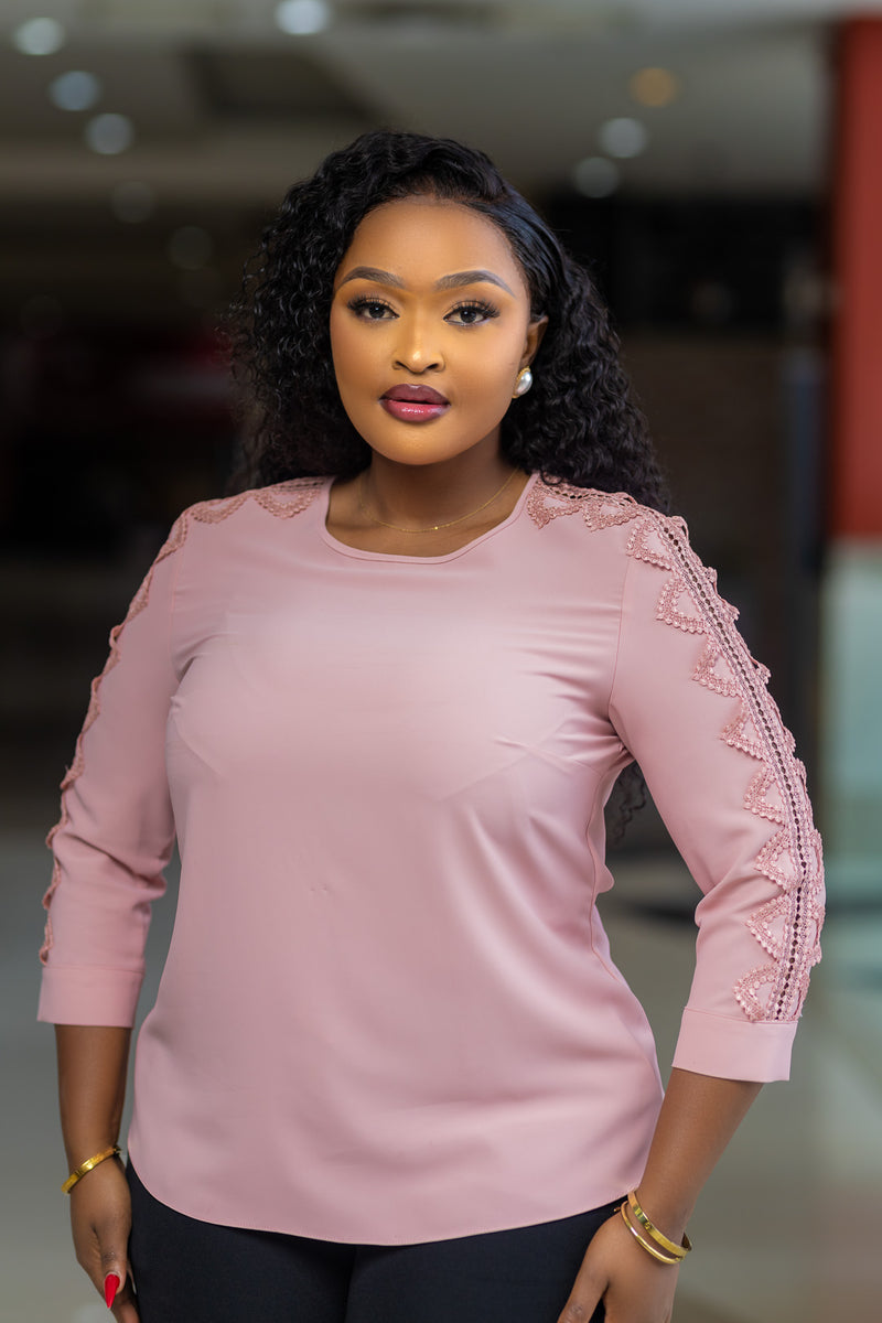 Peach Laced Arms Top