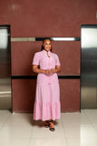 Pink White Stripped Maxi Dress