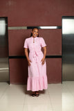 Pink White Stripped Maxi Dress