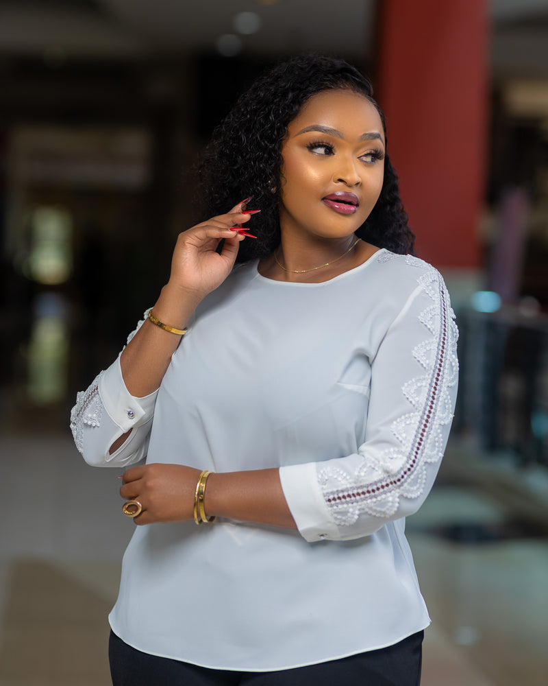 White Laced Arms Top