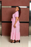 Pink White Stripped Maxi Dress