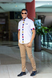 White collared multicolored ankara shirt