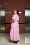 Pink White Stripped Maxi Dress