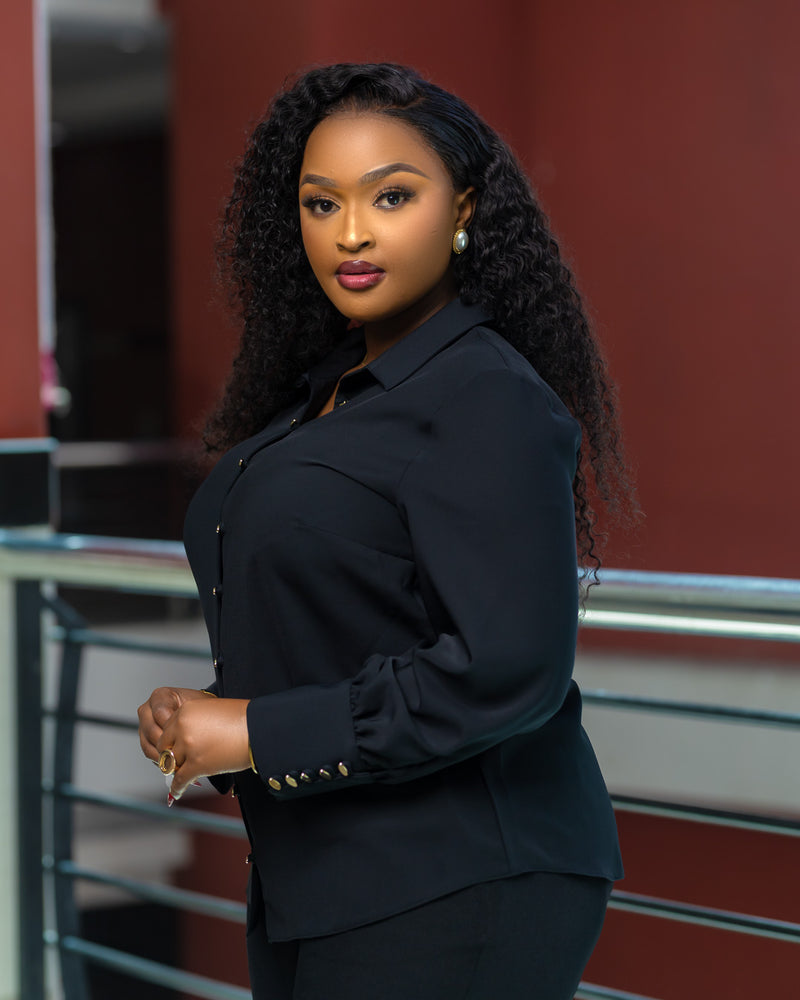 Black Gold Buttoned Top