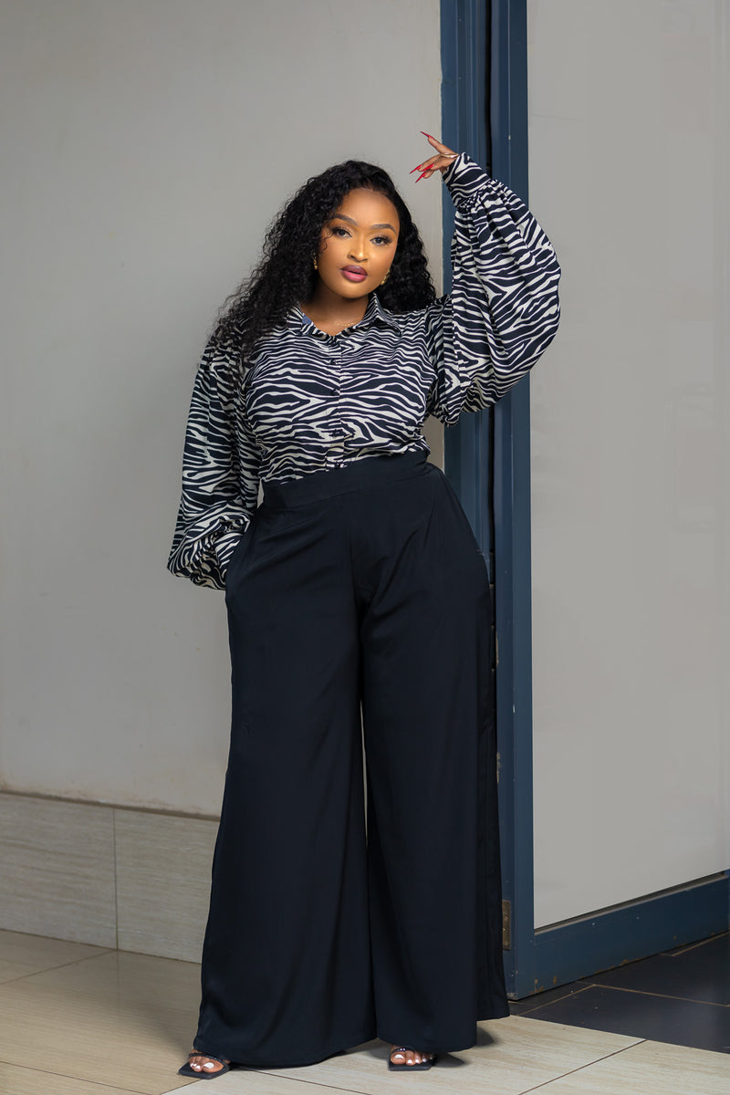 SA Zebra Puff Sleeve Top