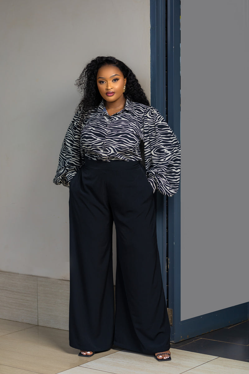 SA Zebra Puff Sleeve Top