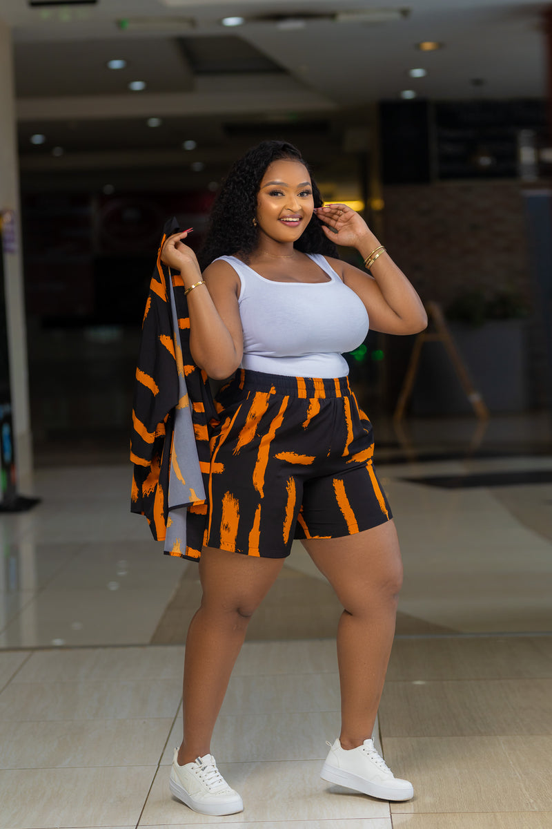 SA Black Orange Short Set
