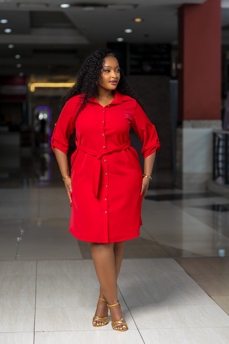 SA Red Shirt Dress