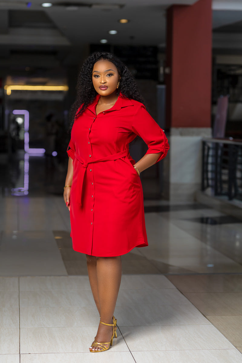 SA Red Shirt Dress