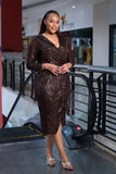 Chocolate Sequin Bodycon Dress