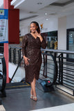 Chocolate Sequin Bodycon Dress