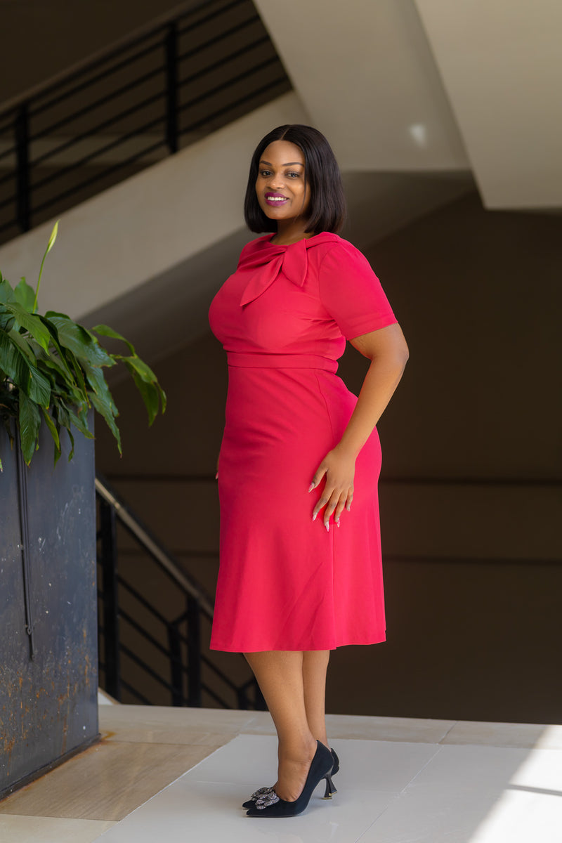 Pink Necktie Aline Dress