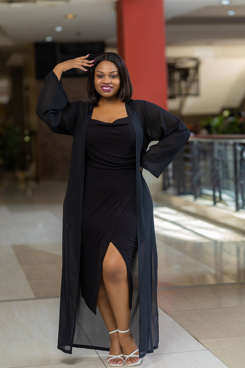 Black Plain Chiffon Cover up