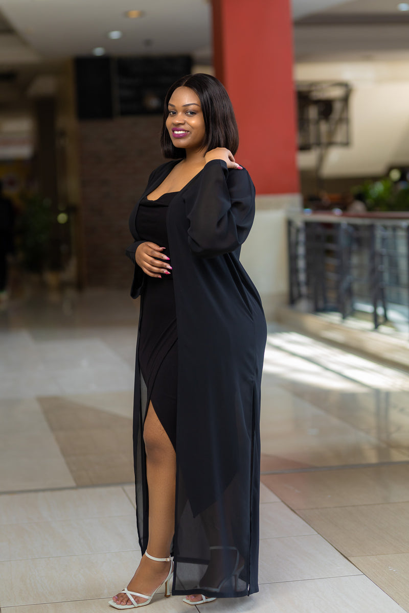 Black Plain Chiffon Cover up