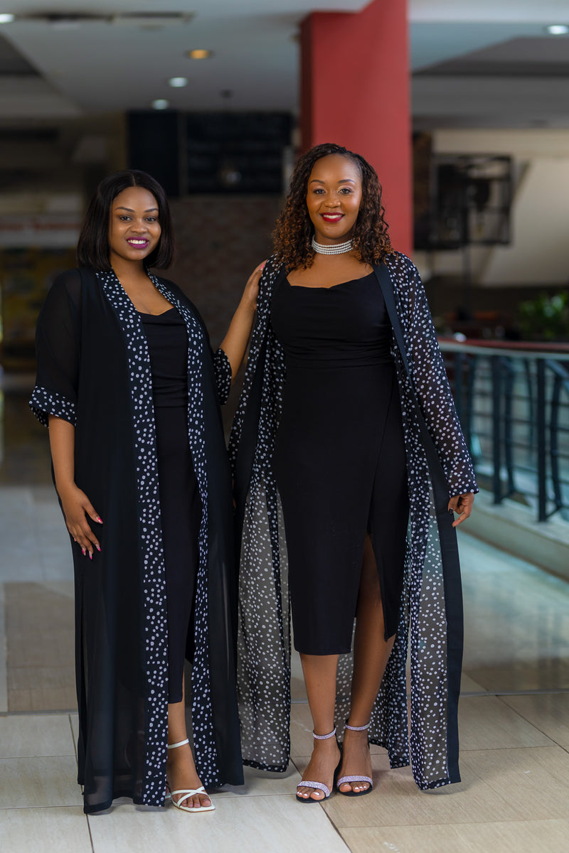 Black Binding Polka Chiffon Cover up