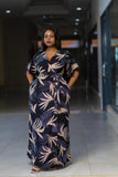 Black Beige Sleeved Wrap Dress