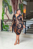 Black Gold ruched dress