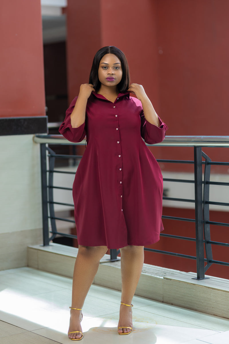 SA Maroon Shirt Dress