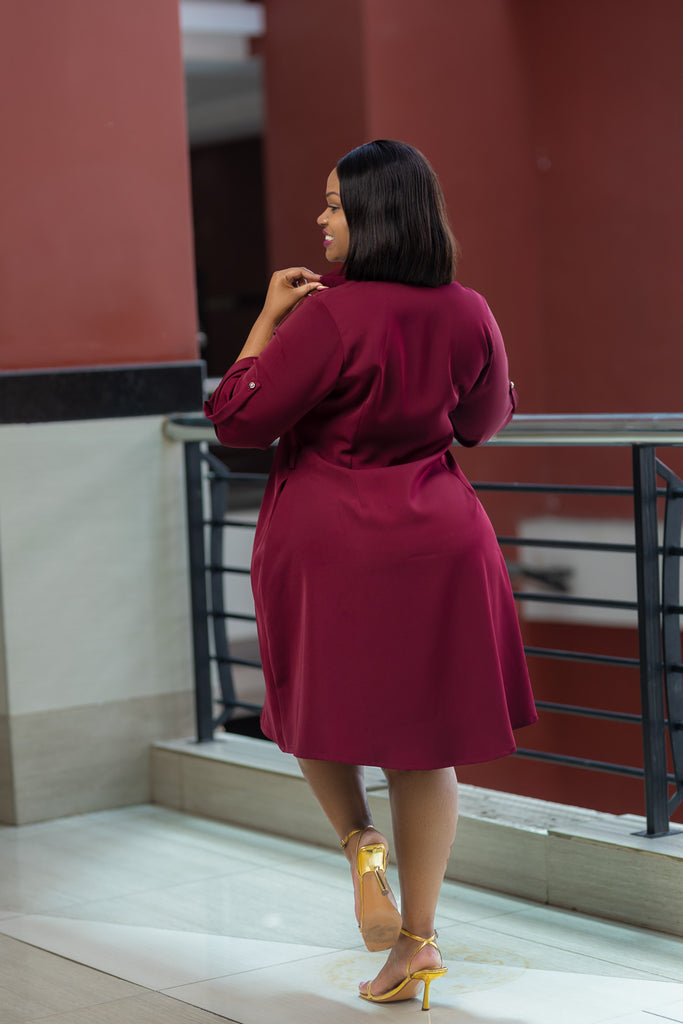 SA Maroon Shirt Dress Sarai Afrique SA Maroon Shirt Dress Sarai Afrique