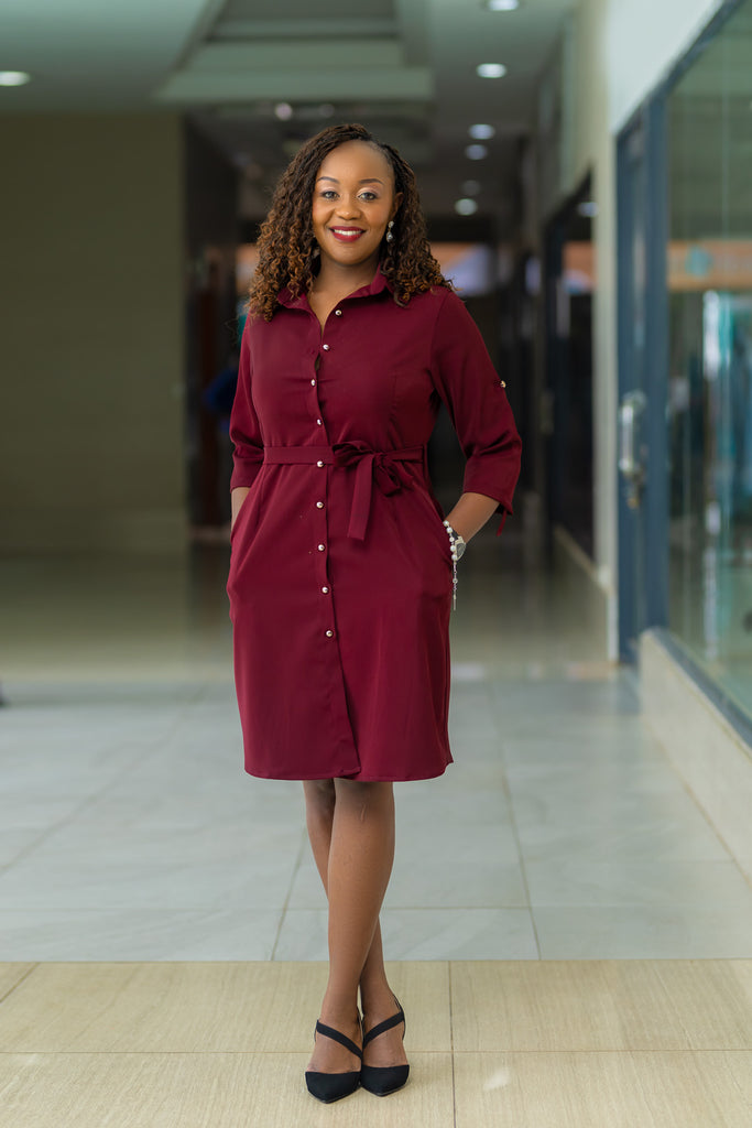 SA Maroon Shirt Dress – Sarai Afrique SA Maroon Shirt Dress – Sarai Afrique
