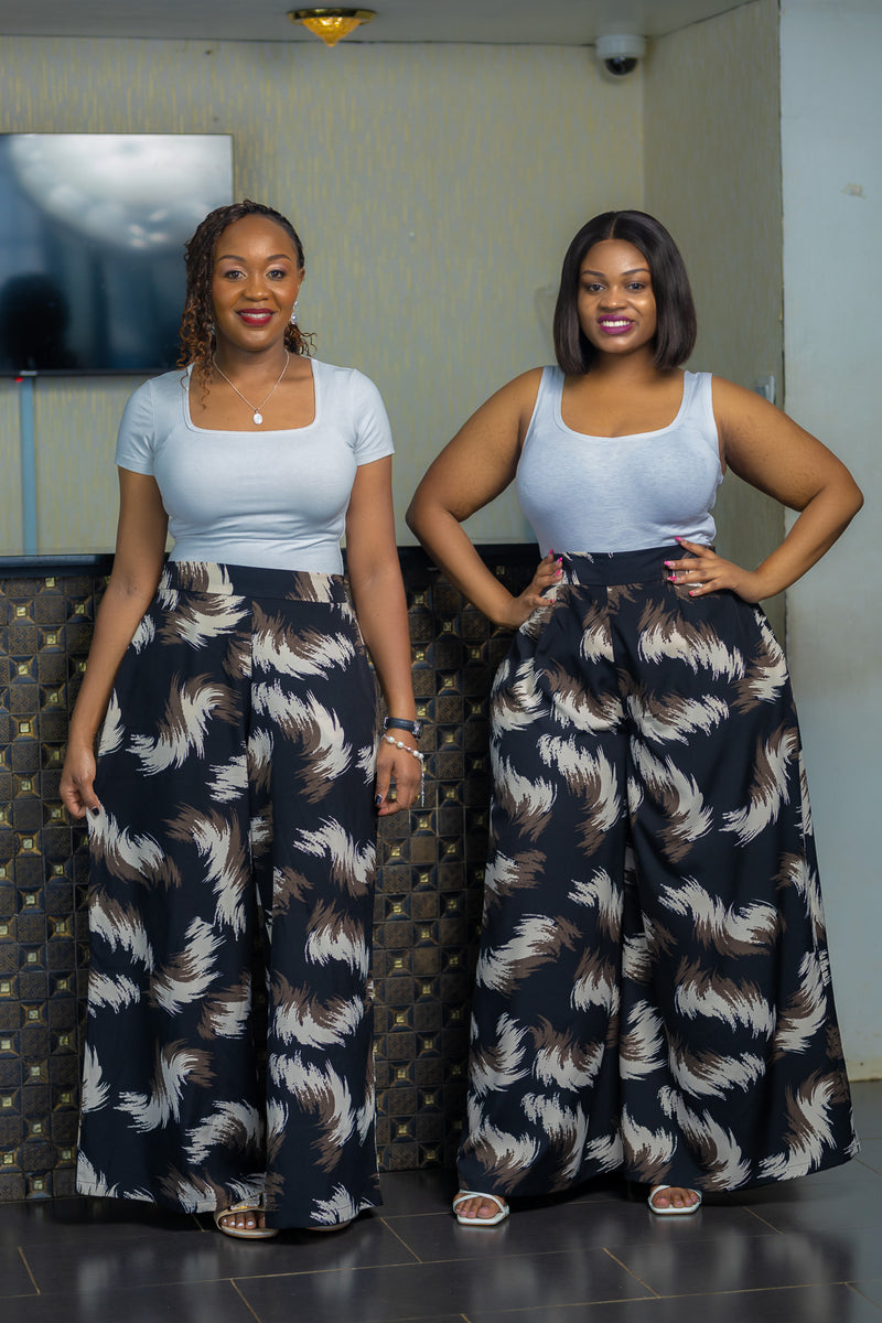 SA Cream Black Wide Leg Pants