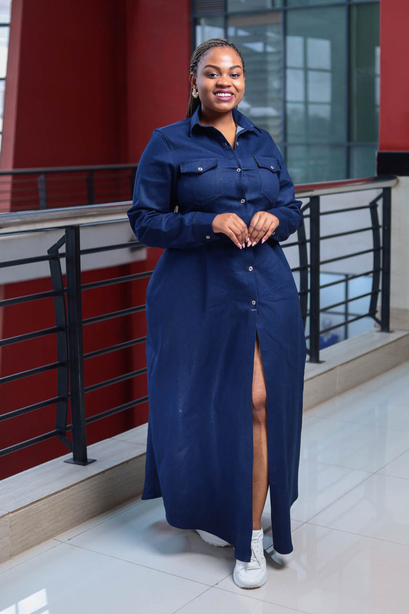 Denim Maxi Shirt Dress