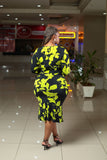Black Lime Sides Ruched Dress