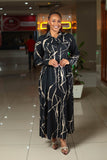Black Cream Printed Maxi Shirt Dress