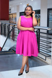 Fuchsia sleeveless skater dress