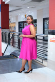Fuchsia sleeveless skater dress
